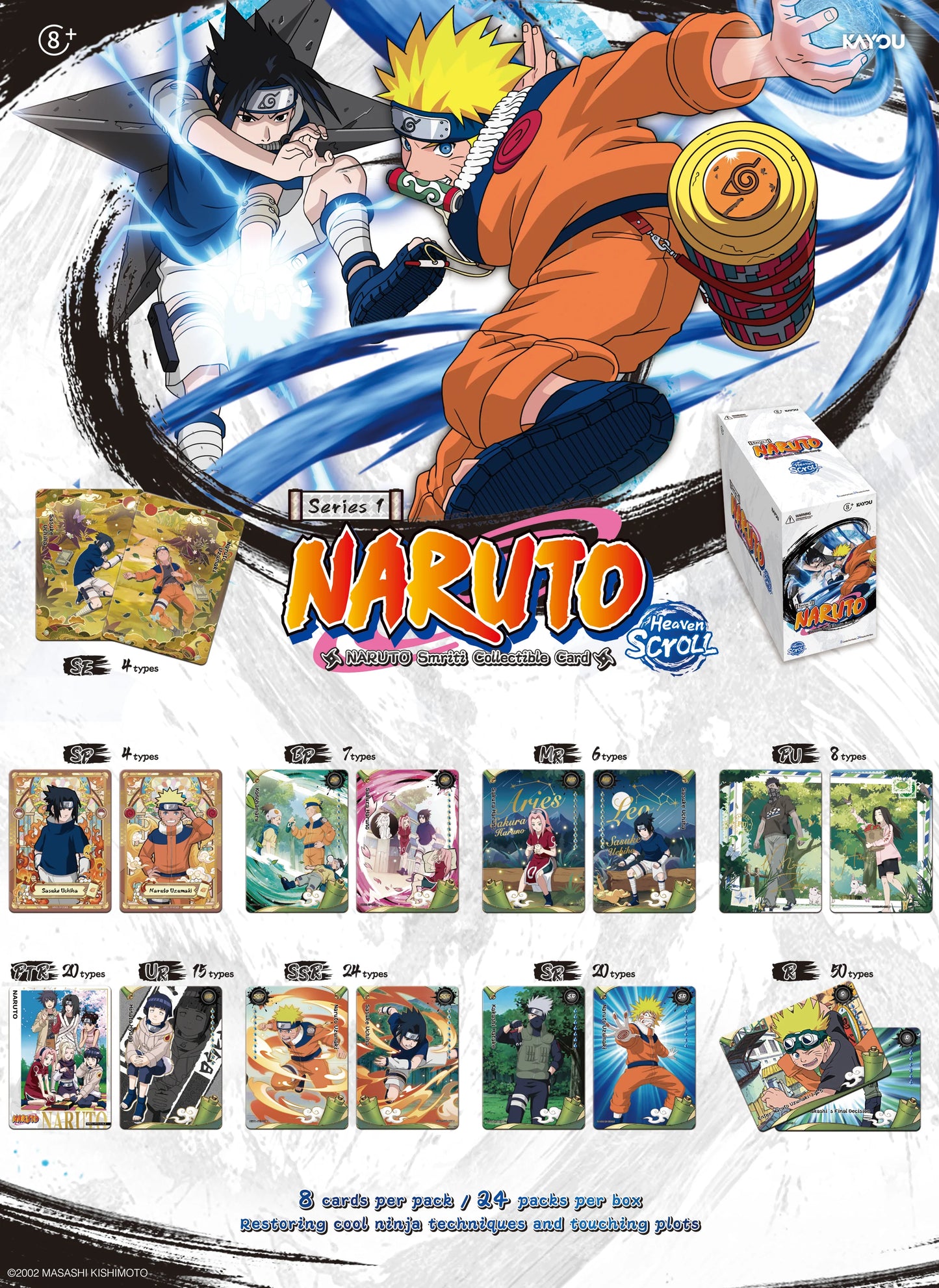 Naruto SMRITI Collectible Cards, Jin Series 1, Heaven's Scroll Booster Box [24 Packs]